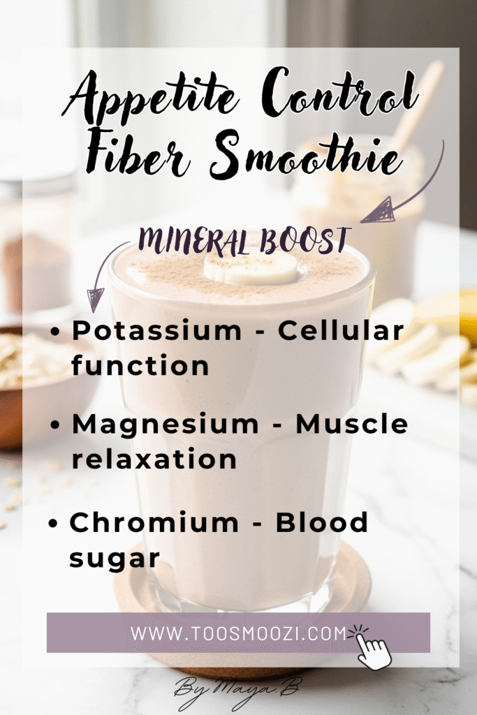 Mineral breakdown showing appetite-regulating nutrients like magnesium and potassium in fiber smoothie ingredients