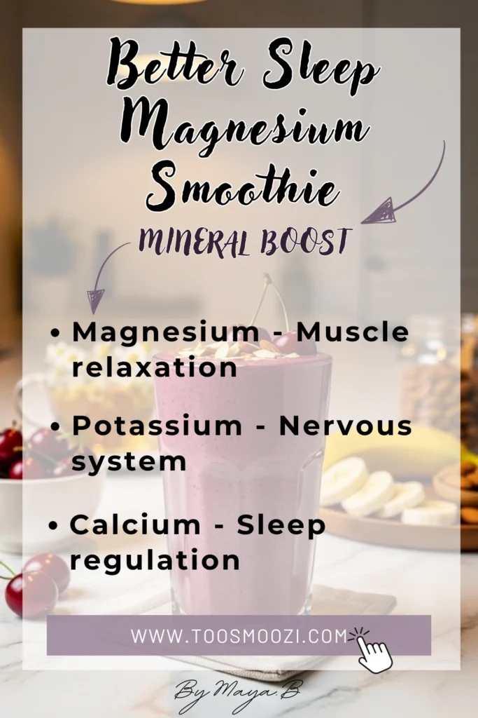 Sleep-inducing mineral blend including magnesium and calming compounds in bedtime smoothie ingredients