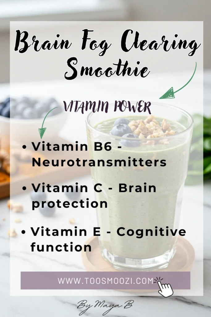 Cognitive-enhancing vitamin blend featuring antioxidants and omega-3s in brain fog smoothie ingredients