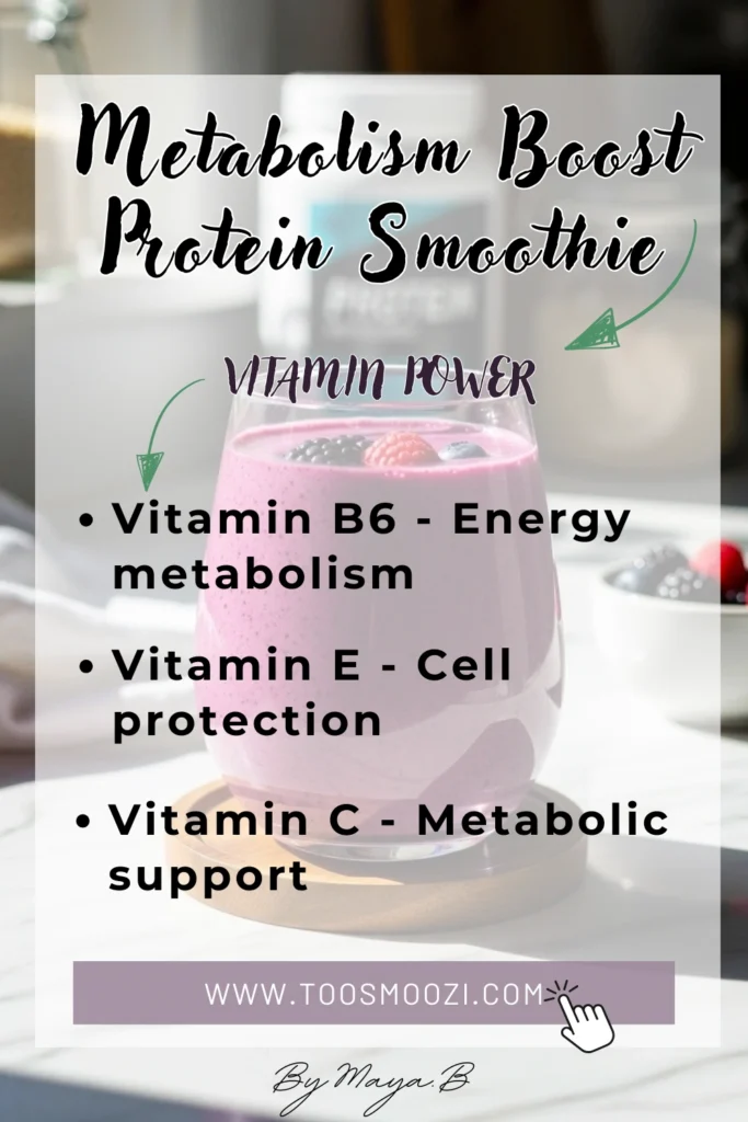 Energy-boosting vitamin profile featuring B-complex vitamins and amino acids in metabolism smoothie blend