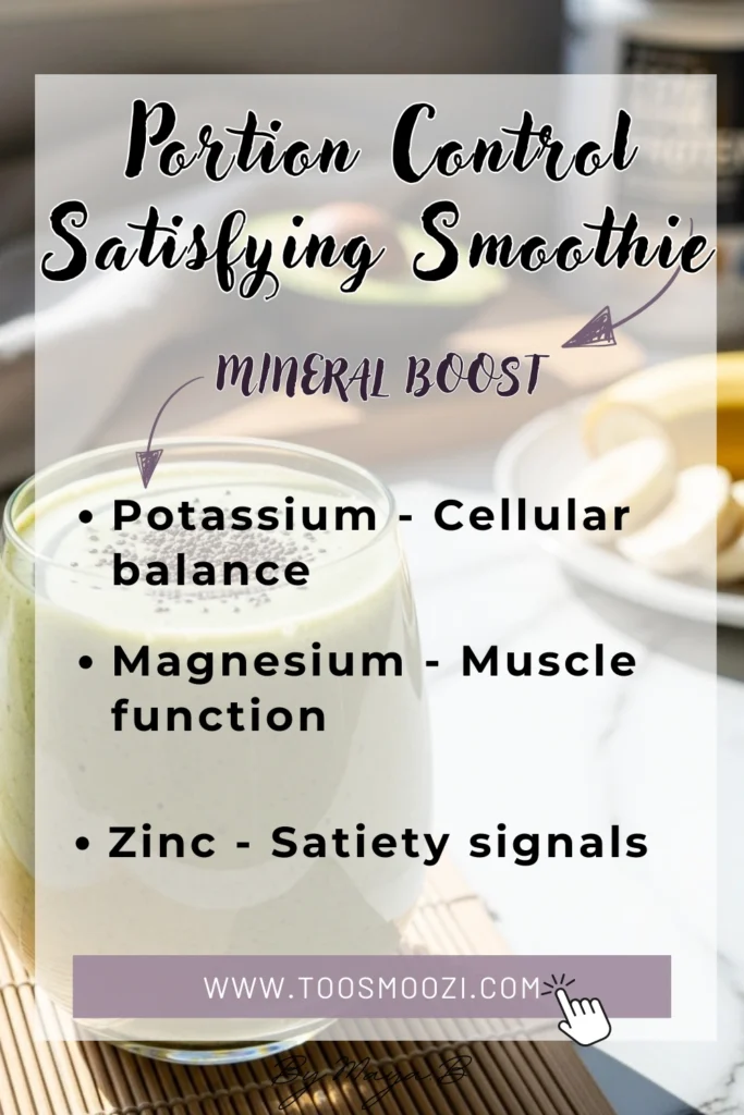 Satiety-promoting minerals including potassium and magnesium in portion control smoothie ingredients
