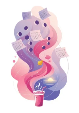 Abstract artistic representation of hormonal cycles and seasonal changes affecting women's health